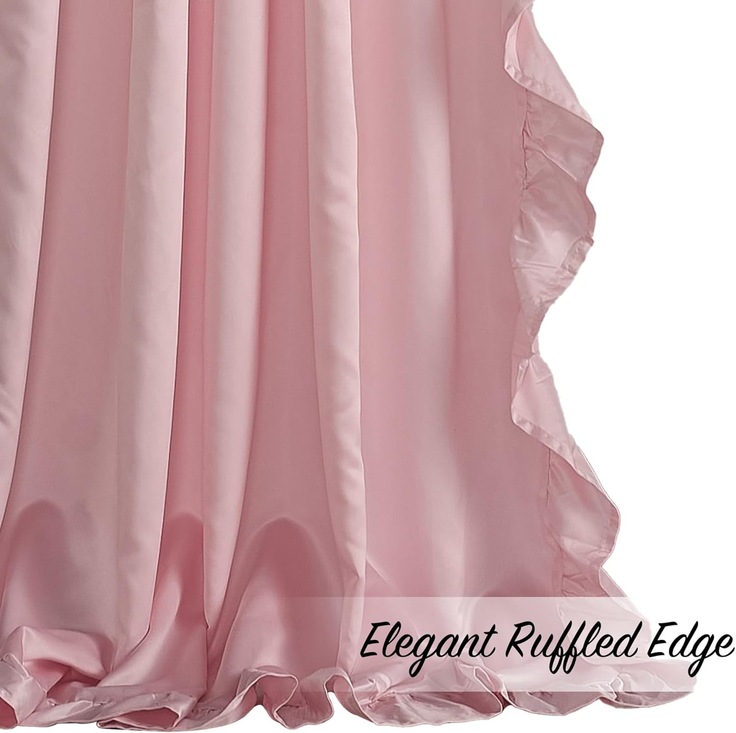 StangH Kids Curtains for Bedroom, French Romantic Style Ruffled Blush Curtains Soft Smooth Faux Silk Window Curtain Drapes for Girls/Nursery Decor/Dressing Room, Blush Pink, W52 x L95, 2 Panels