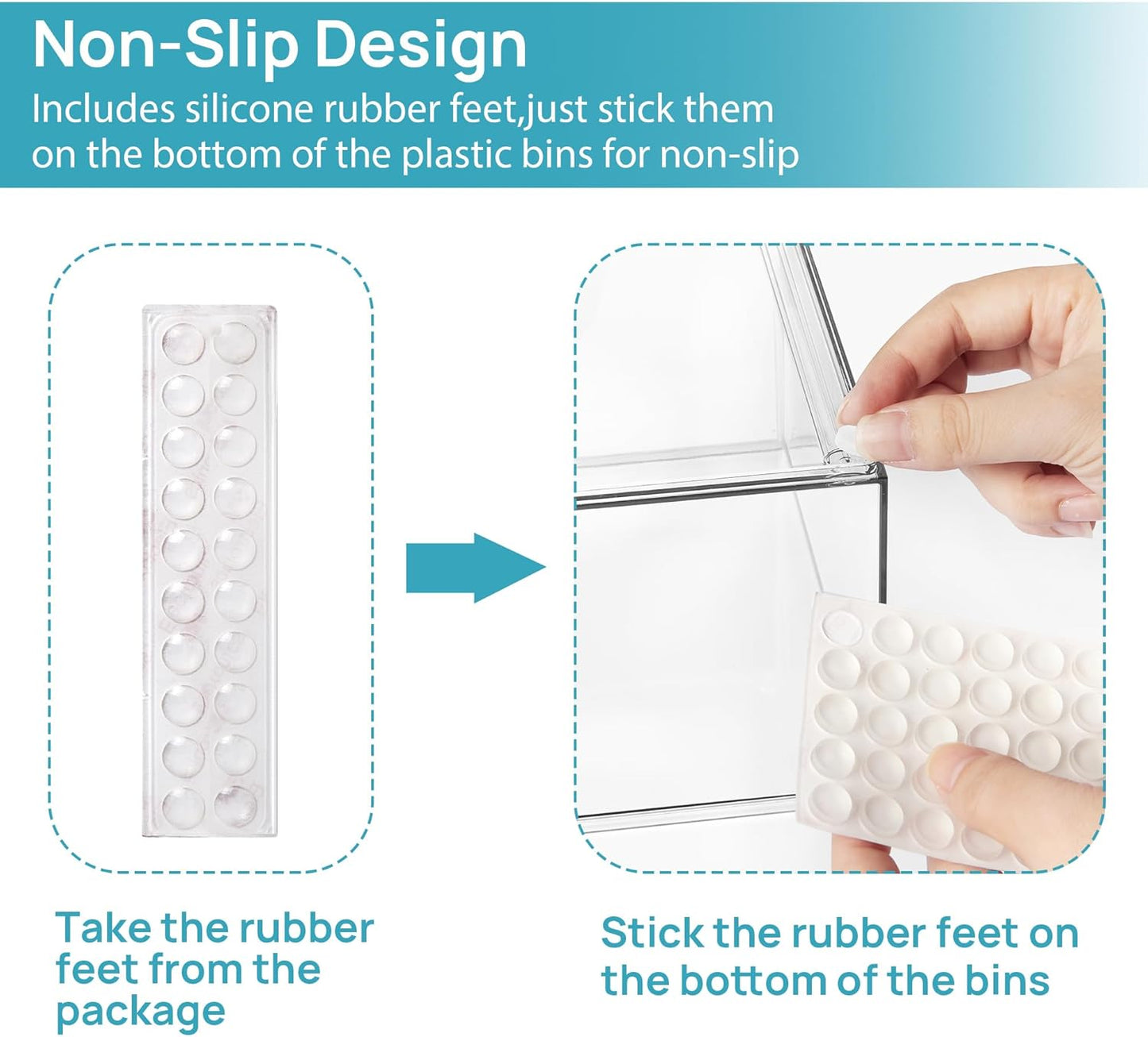 Vtopmart Stackable Storage Drawers Set of 5, Clear Plastic Organizer Bins for Bathroom Supplies,Ideal for Cabinet,Pantry,Laundry Room Organization(2 Small+3 Wide)