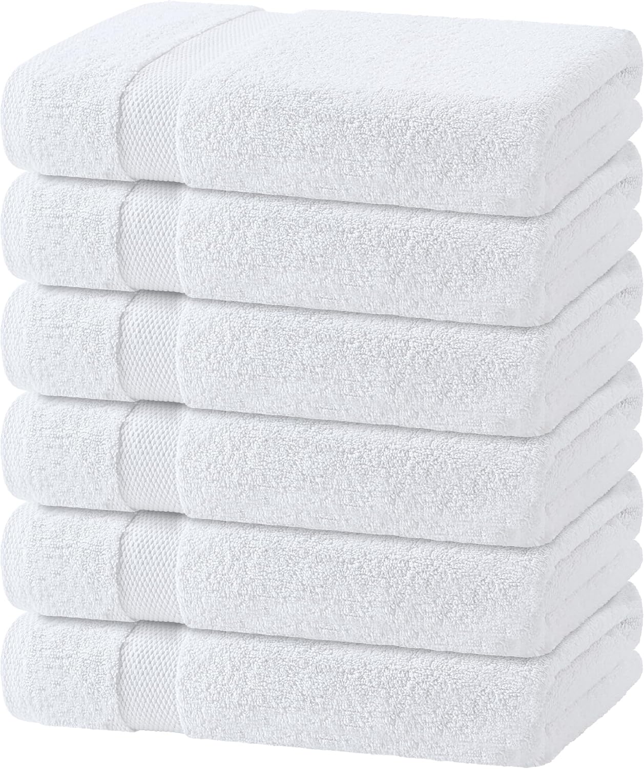 Wealuxe White Bath Towels 24x50 Inch, 6 Pack - Extra Absorbent Cotton Towel Set for Bathroom