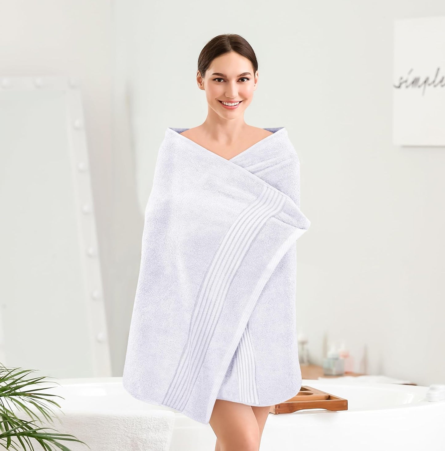 Utopia Towels 4 Pack Bath Towels Set, 27 by 54 Inches, 100% Ring Spun Cotton, Quick Dry, Highly Absorbent, Soft Feel Towels, Perfect for Daily Use, White