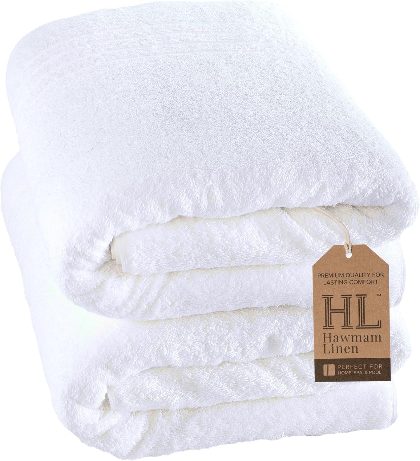 Hawmam Linen White Bath Towels 4 Pack 27 x 54 Inches 100% Turkish Cotton Soft Lightweight and Highly Absorbent Quick Drying Towels, Premium Quality Perfect for Daily Use