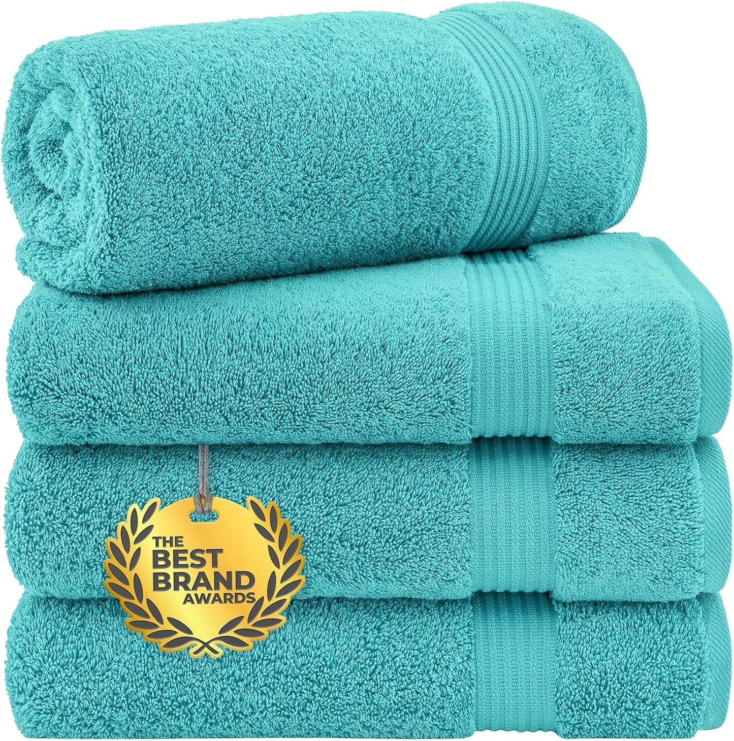 Cotton Paradise 4 Piece Turkish Bath Towels for Bathroom, Extra Large Soft Plush Towels Bathroom Set, Dark Gray