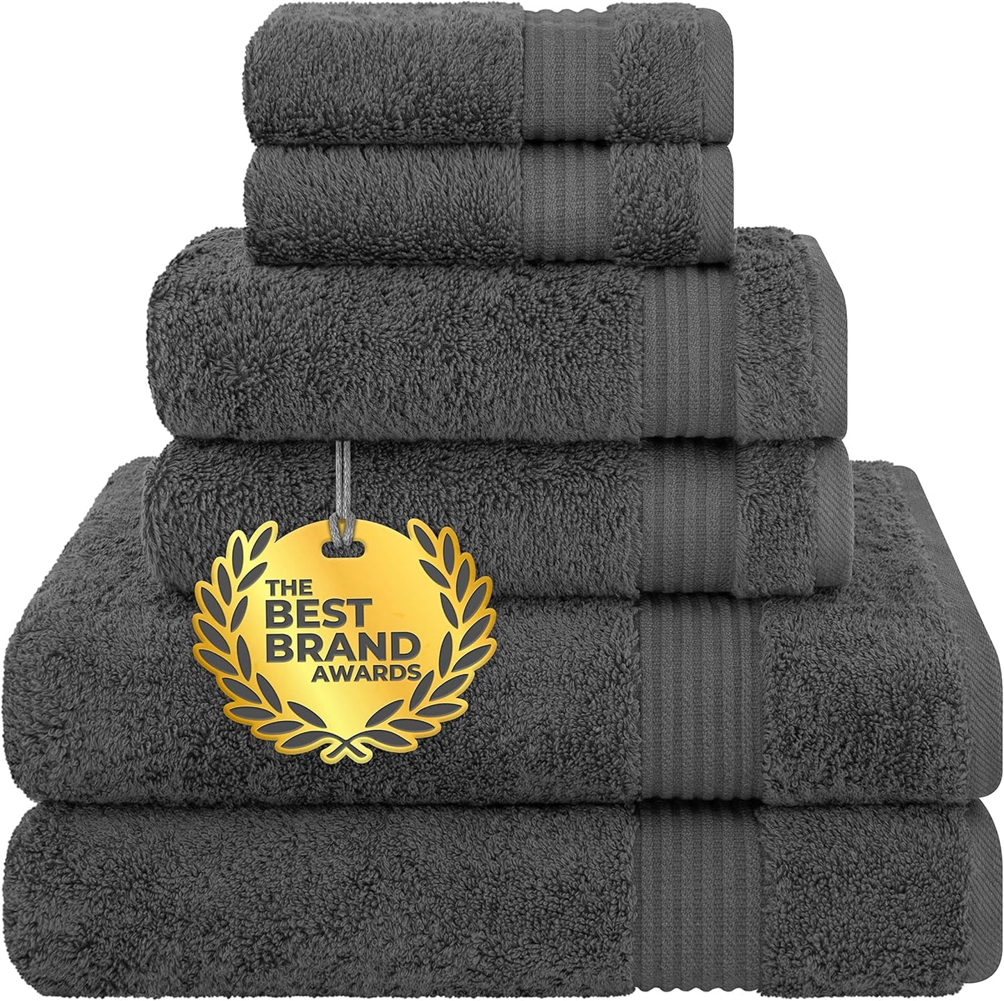 Cotton Paradise 4 Piece Turkish Bath Towels for Bathroom, Extra Large Soft Plush Towels Bathroom Set, Dark Gray