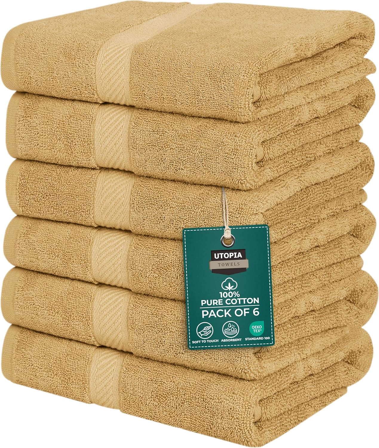 Utopia Towels 6 Pack Medium Bath Towel Set, 24 by 48 Inches, 500 GSM 100% Ring Spun Cotton, Lightweight and Highly Absorbent Quick Drying Premium Towels for Hotel, Spa and Bathroom, Grey