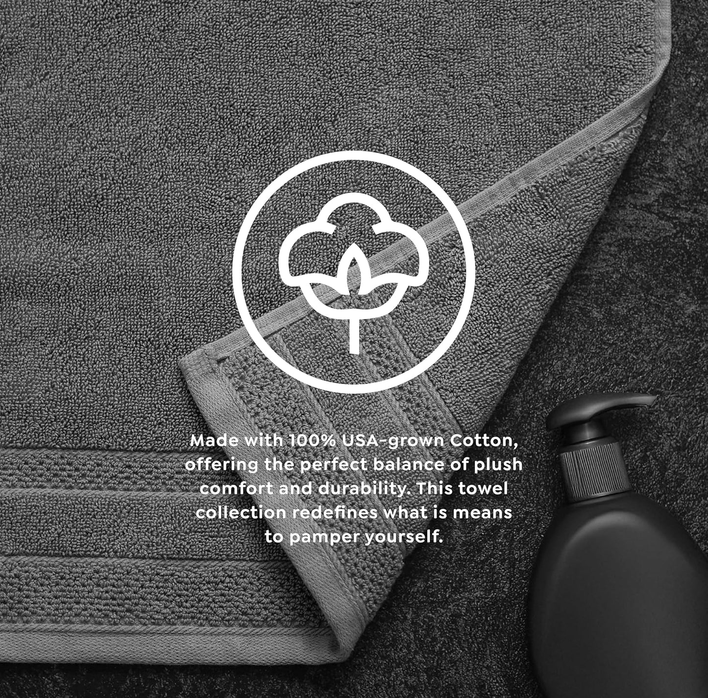 1888 Mills 725 GSM Premium 100% Cotton Bath Towels – Pack of 4 Luxury Bath Towel Set, 725 GSM, Super Soft & Highly Absorbent – Quick-Dry Plush Texture for Bathroom, Spa & Gym Use, Dark Grey