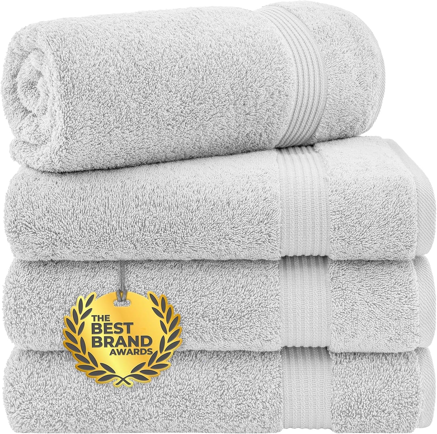Cotton Paradise 4 Piece Turkish Bath Towels for Bathroom, Extra Large Soft Plush Towels Bathroom Set, Dark Gray