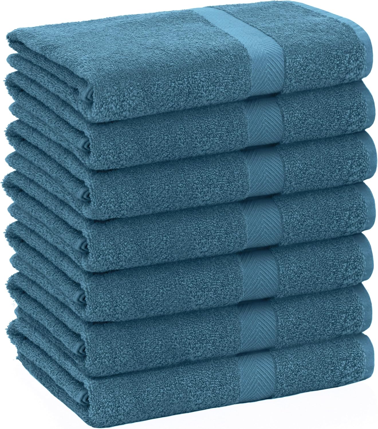 COTTON CRAFT Simplicity Bath Towel Set - 7 Pack Lightweight Absorbent Soft 100% Cotton Bath Towel - Everyday Quick Dry Luxury Hotel Spa Gym Shower Beach Pool Camp Travel Dorm Towel - 27 x 52 - Blue