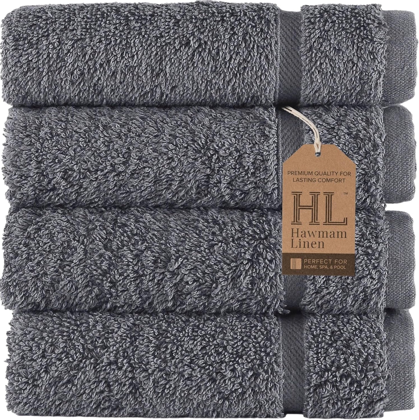 Hawmam Linen White Bath Towels 4 Pack 27 x 54 Inches 100% Turkish Cotton Soft Lightweight and Highly Absorbent Quick Drying Towels, Premium Quality Perfect for Daily Use