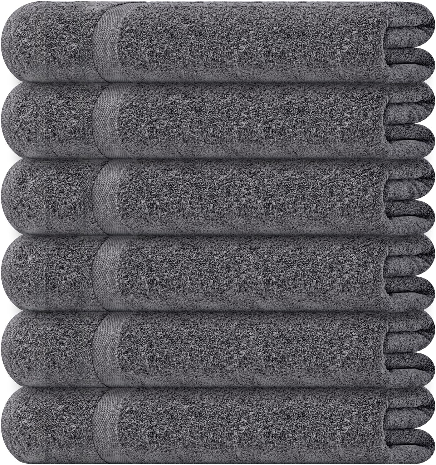 Wealuxe White Bath Towels 24x50 Inch, 6 Pack - Extra Absorbent Cotton Towel Set for Bathroom