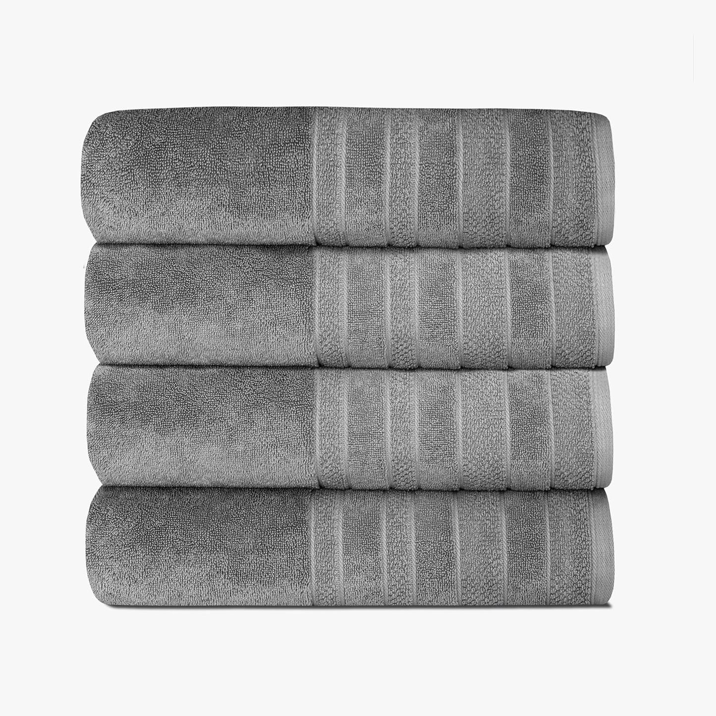 1888 Mills 725 GSM Premium 100% Cotton Bath Towels – Pack of 4 Luxury Bath Towel Set, 725 GSM, Super Soft & Highly Absorbent – Quick-Dry Plush Texture for Bathroom, Spa & Gym Use, Dark Grey