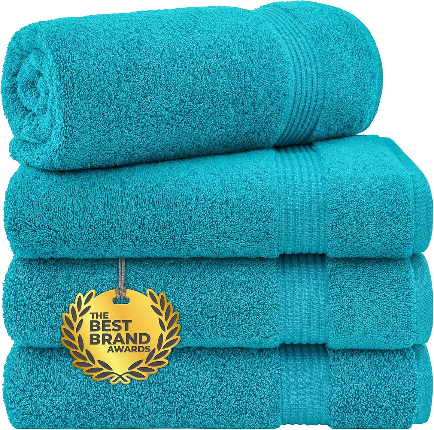 Cotton Paradise 4 Piece Turkish Bath Towels for Bathroom, Extra Large Soft Plush Towels Bathroom Set, Dark Gray