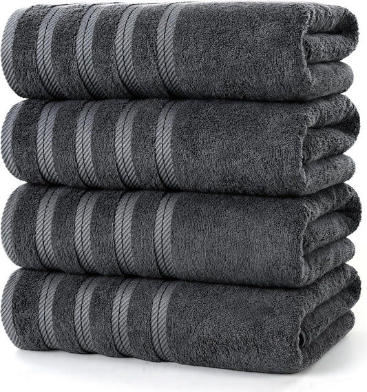 Utopia Towels 4 Pack Premium Extra Large Bath Towels Set, (30 x 60 Inches) 100% Ring Spun Cotton 500GSM, Lightweight and Highly Absorbent Quick Drying Towels, Perfect for Daily Use (Grey)