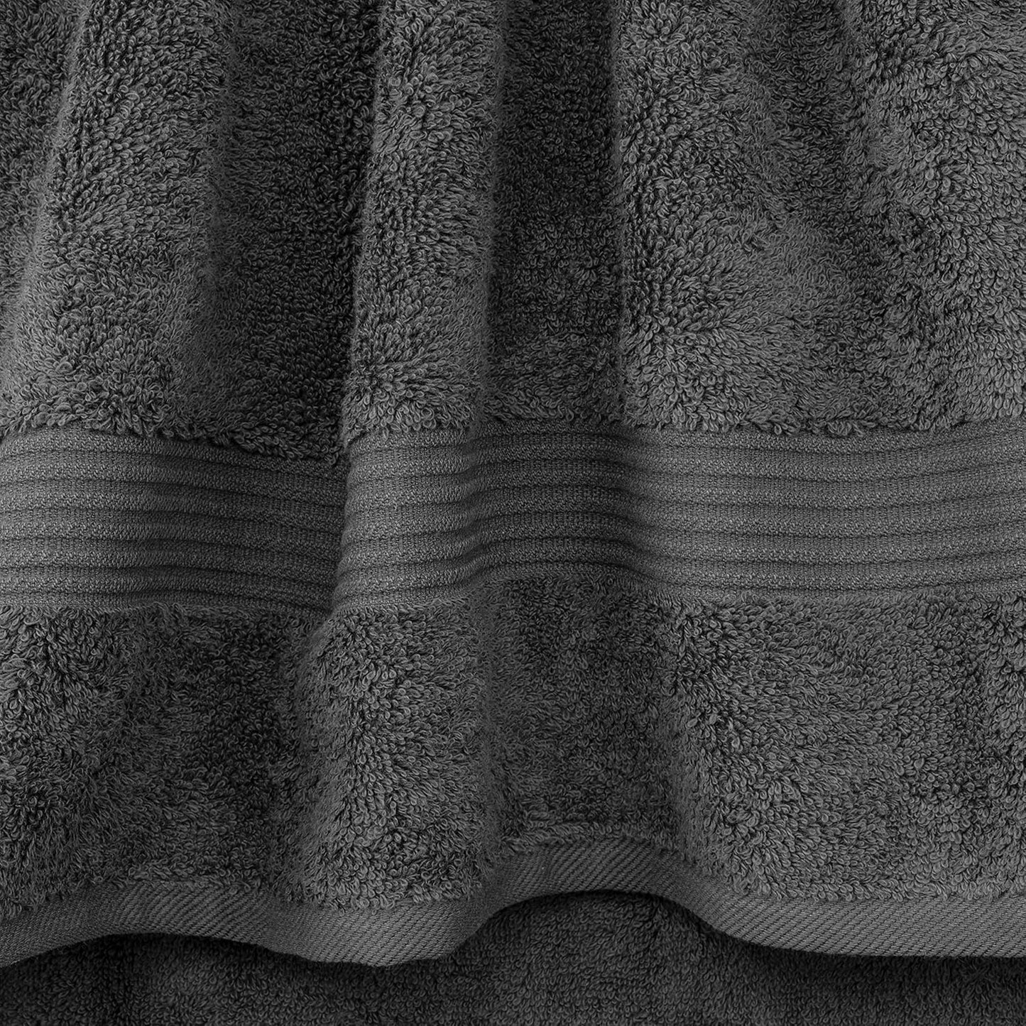 Cotton Paradise 4 Piece Turkish Bath Towels for Bathroom, Extra Large Soft Plush Towels Bathroom Set, Dark Gray