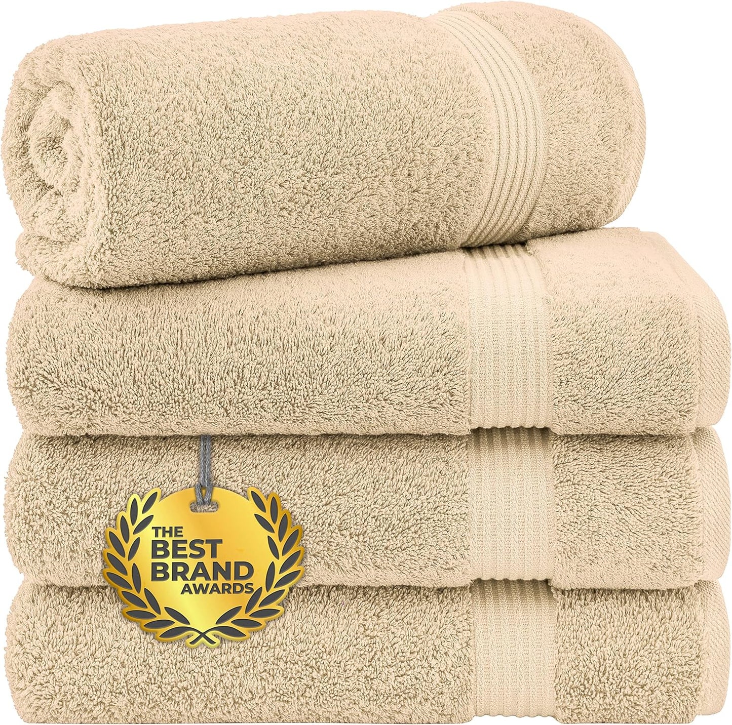 Cotton Paradise 4 Piece Turkish Bath Towels for Bathroom, Extra Large Soft Plush Towels Bathroom Set, Dark Gray