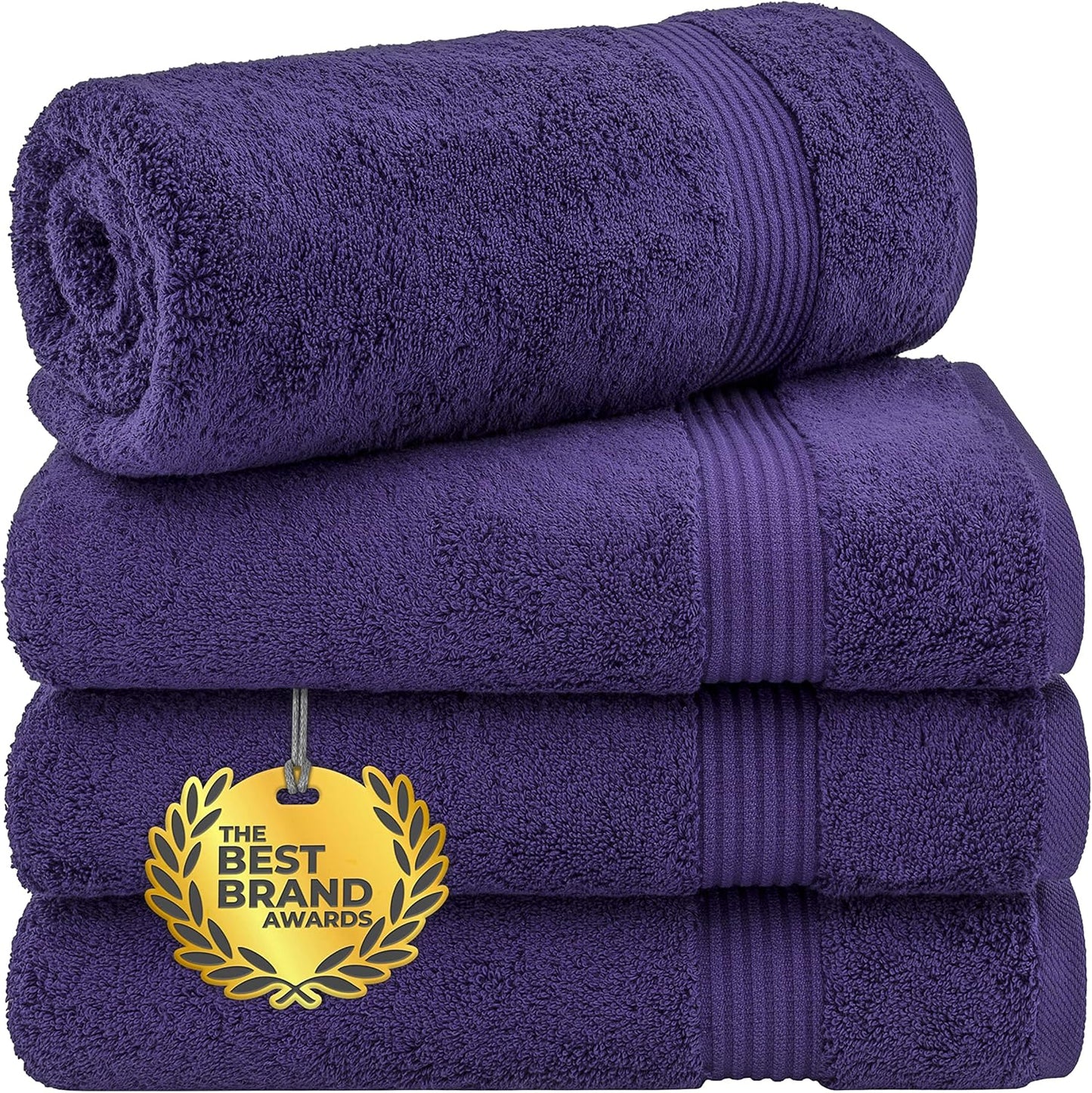 Cotton Paradise 4 Piece Turkish Bath Towels for Bathroom, Extra Large Soft Plush Towels Bathroom Set, Dark Gray